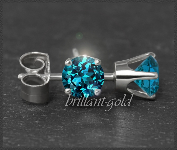 Ohrstecker 585 Gold Topas london-blue 4,5,6,7mm